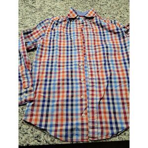 Crown & Ivy Shirt‎ Mens Red White Blue Plaid Long Sleeve Button Up Small
